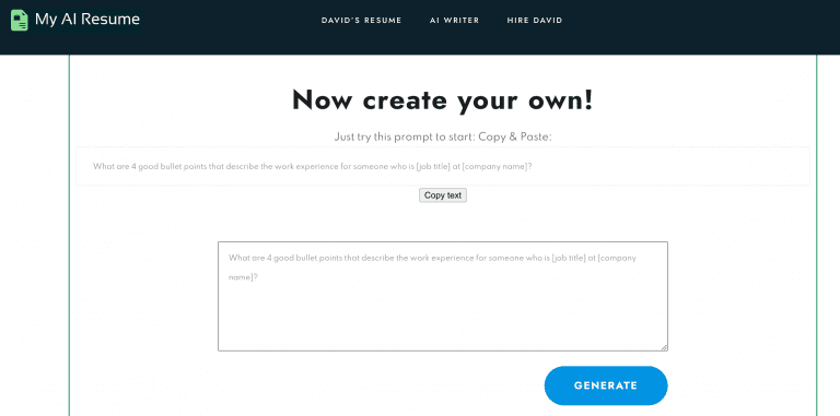 MY AI Resume — AI Prompt to Product example