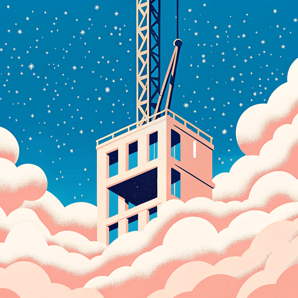 Construction building higher and higher