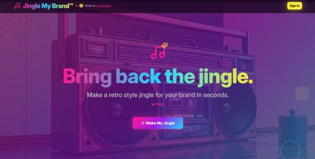 JingleMyBrand.com landing page — Bring back the jingle