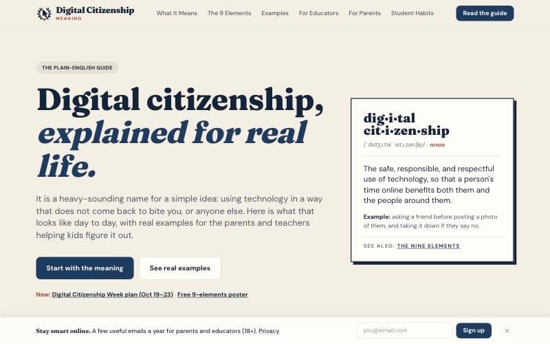 Screenshot of DigitalCitizenshipMeaning.com