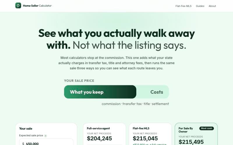 Screenshot of HomeSellerCalculator.com
