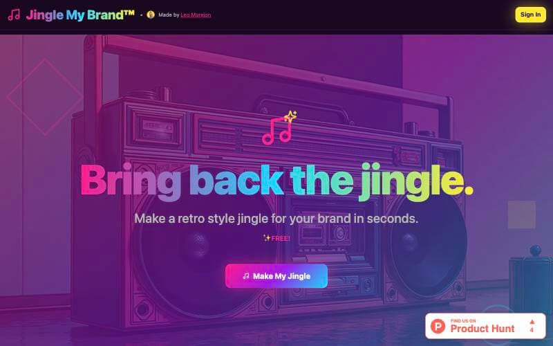 Screenshot of JingleMyBrand.com