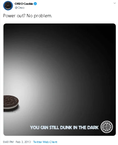 Oreo твит про blackout на Супербоуле 2013 — newsjacking кейс