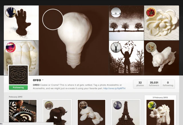 Oreo Instagram activation at Super Bowl XLVII, fans submitted photos sculpted in Oreo cream by the team Leo Morejon led