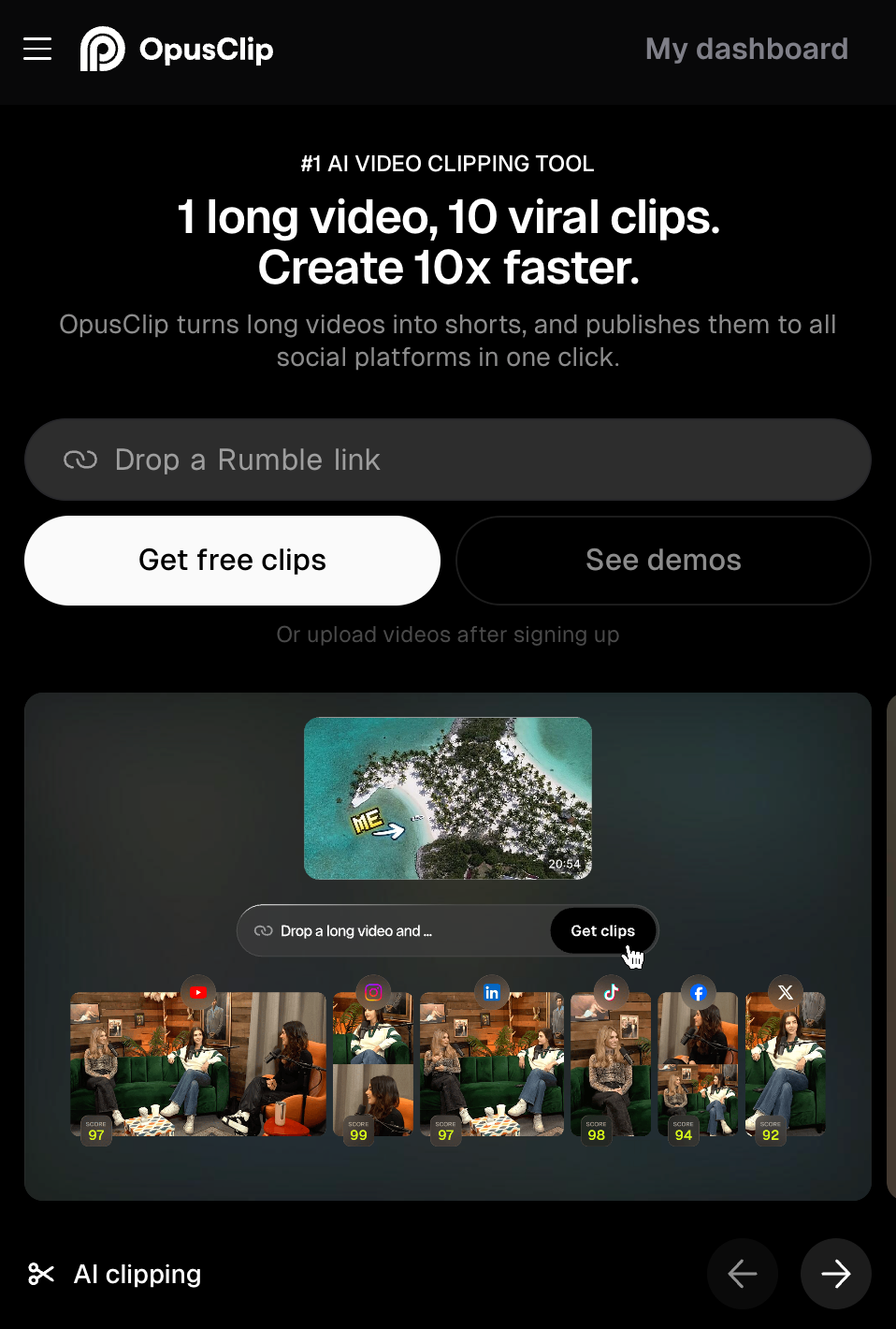 OpusClip — example of an AI clipping tool.