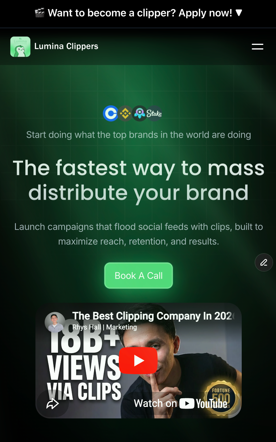 Lumina Clippers homepage — example of a clipping platform.