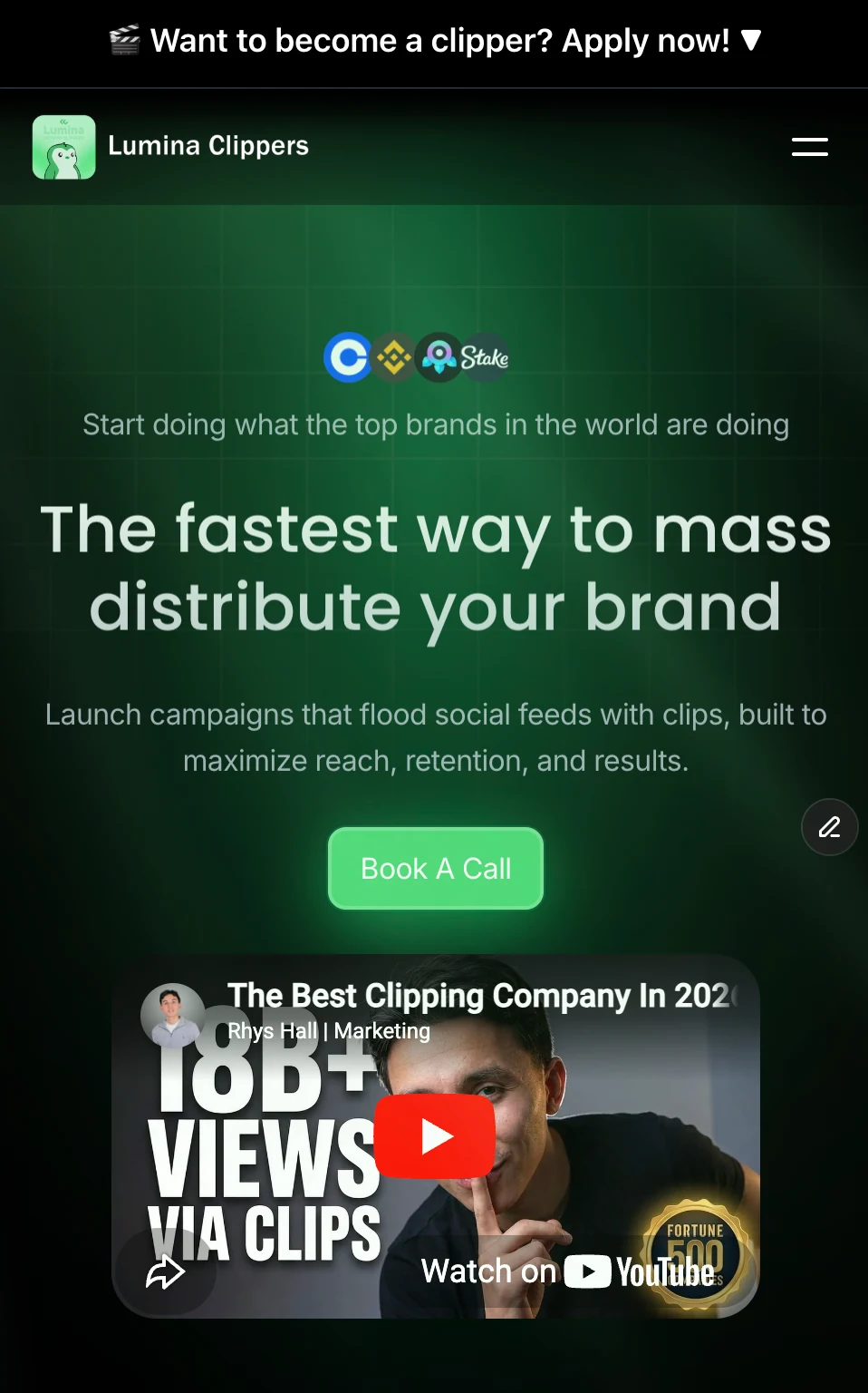 Lumina Clippers homepage — example of a clipping platform.